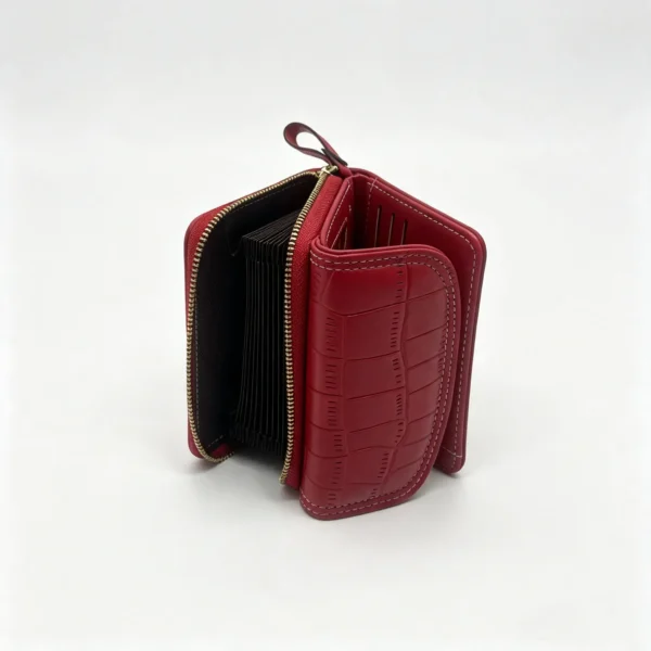 CrimsonFold OEM Croc-Embossed Wristlet Wallet with Accordion Card Slots