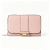 BlushLock Pink Short Wallet with Metal Clasp and Zip Top, Women's Small PU Leather Purse with Card Slots