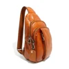 Vintage Brown Textured Sling Chest Bag, Multi‑Pocket Crossbody Backpack for Daily Travel
