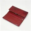 5-1 CrocLuxe Red Crocodile Long Wallet with Dual Frame Clasp, Glossy Embossed Leather Clutch with Accordion Compartments