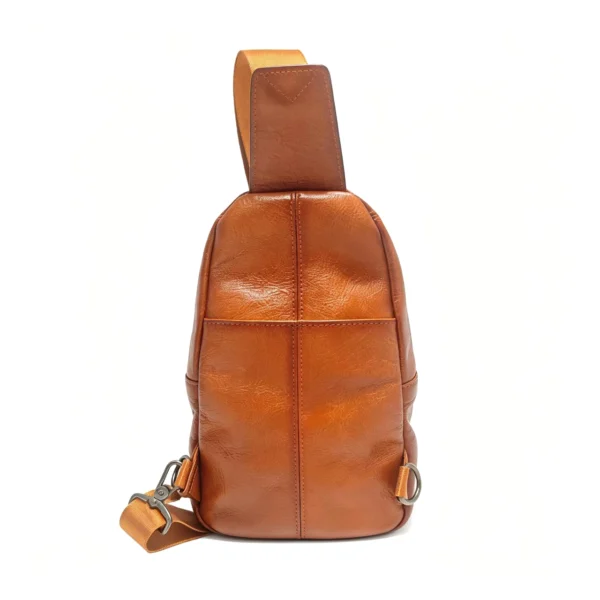 Vintage Brown Textured Sling Chest Bag, Multi‑Pocket Crossbody Backpack for Daily Travel