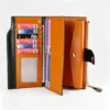 CognacMax Cognac Oil-Wax Long Wallet with Removable Card Holder, Brown Leather Clutch with Multi-Card Slots