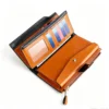 CognacMax Cognac Oil-Wax Long Wallet with Removable Card Holder, Brown Leather Clutch with Multi-Card Slots