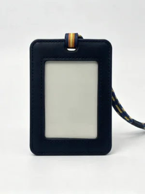 BadgeMate OEM PU Leather ID Badge Holder with Woven Lanyard