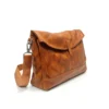 ArtisanPost Cognac Distressed Leather Messenger Bag with Magnetic Flap, Vintage Brown Crossbody with Back Zip