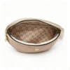 8-3 LuxeQuilt Nude Quilted PU Leather Fanny Pack, Beige Waist Bag with Gold Logo and Adjustable Strap
