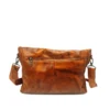 ArtisanPost Cognac Distressed Leather Messenger Bag with Magnetic Flap, Vintage Brown Crossbody with Back Zip