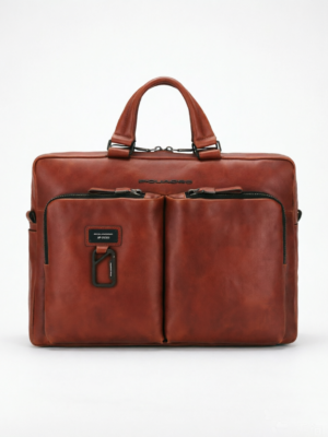 HeritageBrief OEM Vintage Leather Laptop Briefcase with Dual Front Pockets