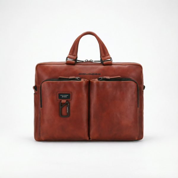 HeritageBrief OEM Vintage Leather Laptop Briefcase with Dual Front Pockets