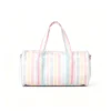 StripeBarrel Striped Canvas Barrel Duffel Bag, Weekender Gym Bag with Shoulder Strap, Multi-Color