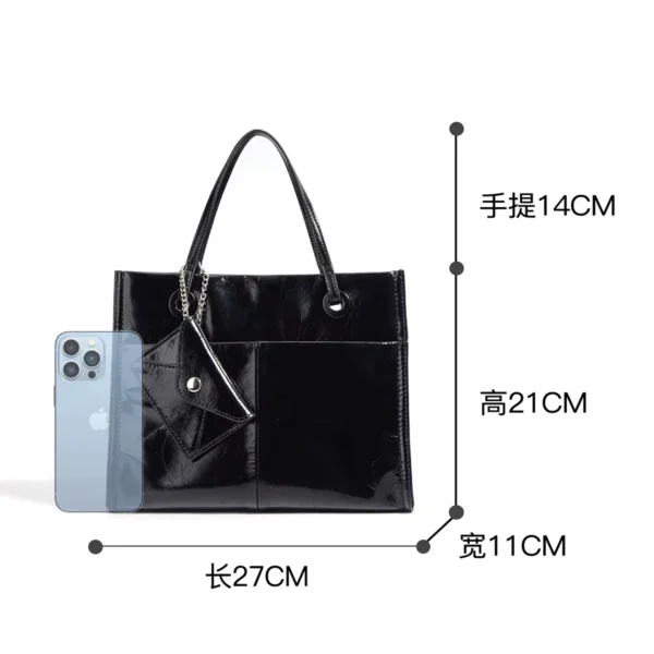 ZA05-3_结果 Women Glossy Tote Handbag With Mini Pouch