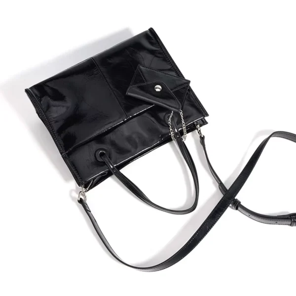ZA05-4_结果 Women Glossy Tote Handbag With Mini Pouch