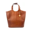 Women Crocodile Embossed Large Tote Handbag
