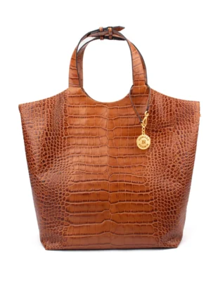 Women Crocodile Embossed Large Tote Handbag