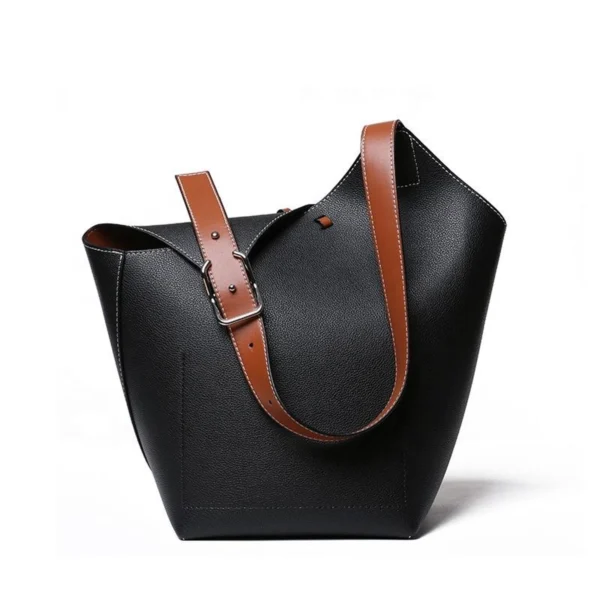 Women Color‑Block Bucket Tote Shoulder Bag