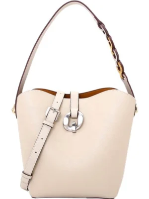 Women Two‑Tone Chain Bucket Crossbody Shoulder Bag