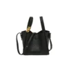 Women Pebbled Leather Decorative Metal Knot Bucket Tote Bag