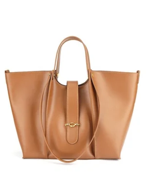 Women Vintage Gold Buckle Large Tote Handbag