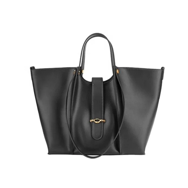 Women Vintage Gold Buckle Large Tote Handbag