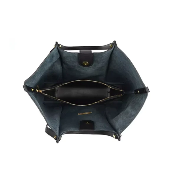 Women Vintage Gold Buckle Large Tote Handbag