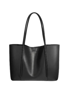 Women Minimalist Large Black Office Tote Shoulder Bag