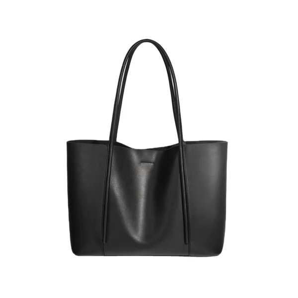 ZA19-2_women‑minimalist‑black‑tote‑bag‑front‑view.jpg Women Minimalist Large Black Office Tote Shoulder Bag