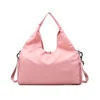 YogaTote Pink Nylon Gym Bag with Yoga Mat Strap and Shoe Compartment, Women's Sports Duffel with Detachable Strap