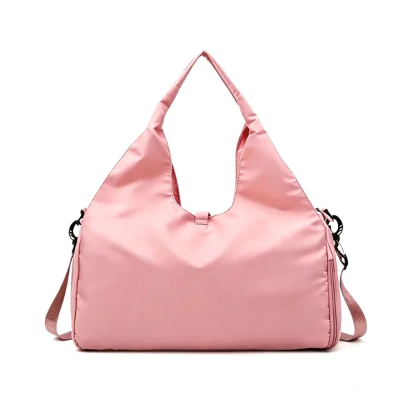 YogaTote Pink Nylon Gym Bag with Yoga Mat Strap and Shoe Compartment, Women's Sports Duffel with Detachable Strap