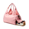 YogaTote Pink Nylon Gym Bag with Yoga Mat Strap and Shoe Compartment, Women's Sports Duffel with Detachable Strap