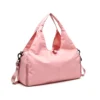 YogaTote Pink Nylon Gym Bag with Yoga Mat Strap and Shoe Compartment, Women's Sports Duffel with Detachable Strap