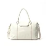 duffel bag 7 AvenueBoston Textured Boston Bag with Leather Flap, Women's Weekender Duffel with Crossbody Strap, Ivory