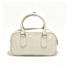 Women Crinkled Genuine Leather Boston Bag, Small Top Handle Bowling Handbag With Detachable Crossbody Strap