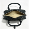 Women Crinkled Genuine Leather Boston Bag, Small Top Handle Bowling Handbag With Detachable Crossbody Strap