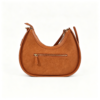 Brown Suede PU Crescent Hobo Bag Adjustable Strap Zip Closure Crossbody Shoulder Bag