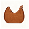 Brown Suede PU Crescent Hobo Bag Adjustable Strap Zip Closure Crossbody Shoulder Bag