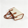 Women Crocodile Pattern PU Leather Top Handle Bag Two-Tone White Brown Structured Crossbody Handbag