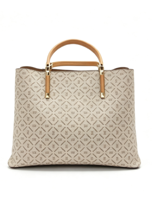 Monogram PVC Tote Handbag, Top Handle Work Bag With Removable Shoulder Strap