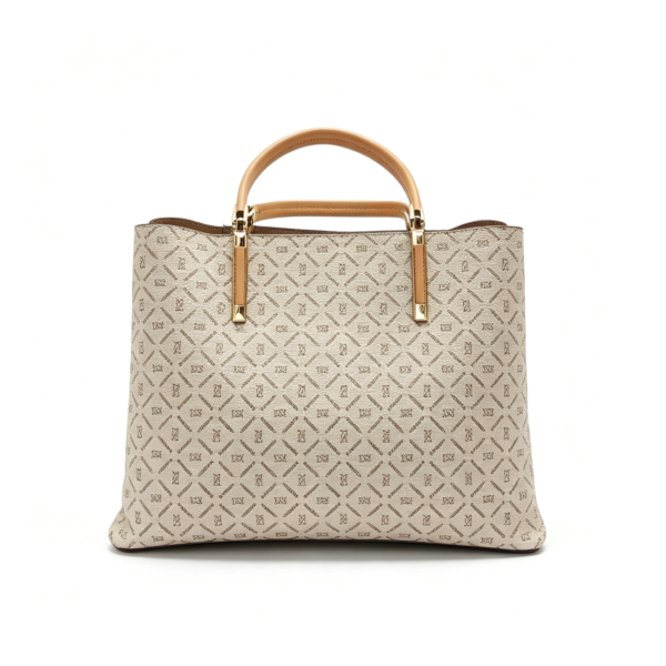 Monogram PVC Tote Handbag, Top Handle Work Bag With Removable Shoulder Strap