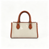 Women Crocodile Pattern PU Leather Top Handle Bag Two-Tone White Brown Structured Crossbody Handbag