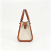 Women Crocodile Pattern PU Leather Top Handle Bag Two-Tone White Brown Structured Crossbody Handbag