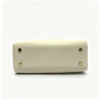 Geometric Stitch White Tote Bag Smooth PU Leather Top Handle Work Handbag With Detachable Strap