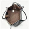 Women Black Woven PU Leather Tote Bag With Inner Pouch, Drawstring Shoulder Work Handbag