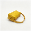 Woven Grid Genuine Leather Shoulder Bag Adjustable Wide Strap Underarm Crossbody Handbag