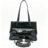 Women Crocodile Grain Top Grain Leather 2-in-1 Shoulder Tote Bag Black Flap Satchel Handbag Set