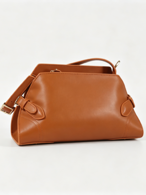 Women Vintage Brown Top Handle Crossbody Bag Smooth Faux Leather Retro Shoulder Satchel